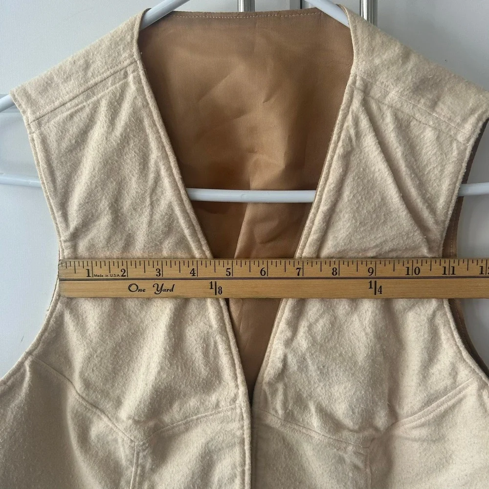 Vintage Reversible Cropped Vest Cream Textured Wool Camel Faux Suede Waistcoat